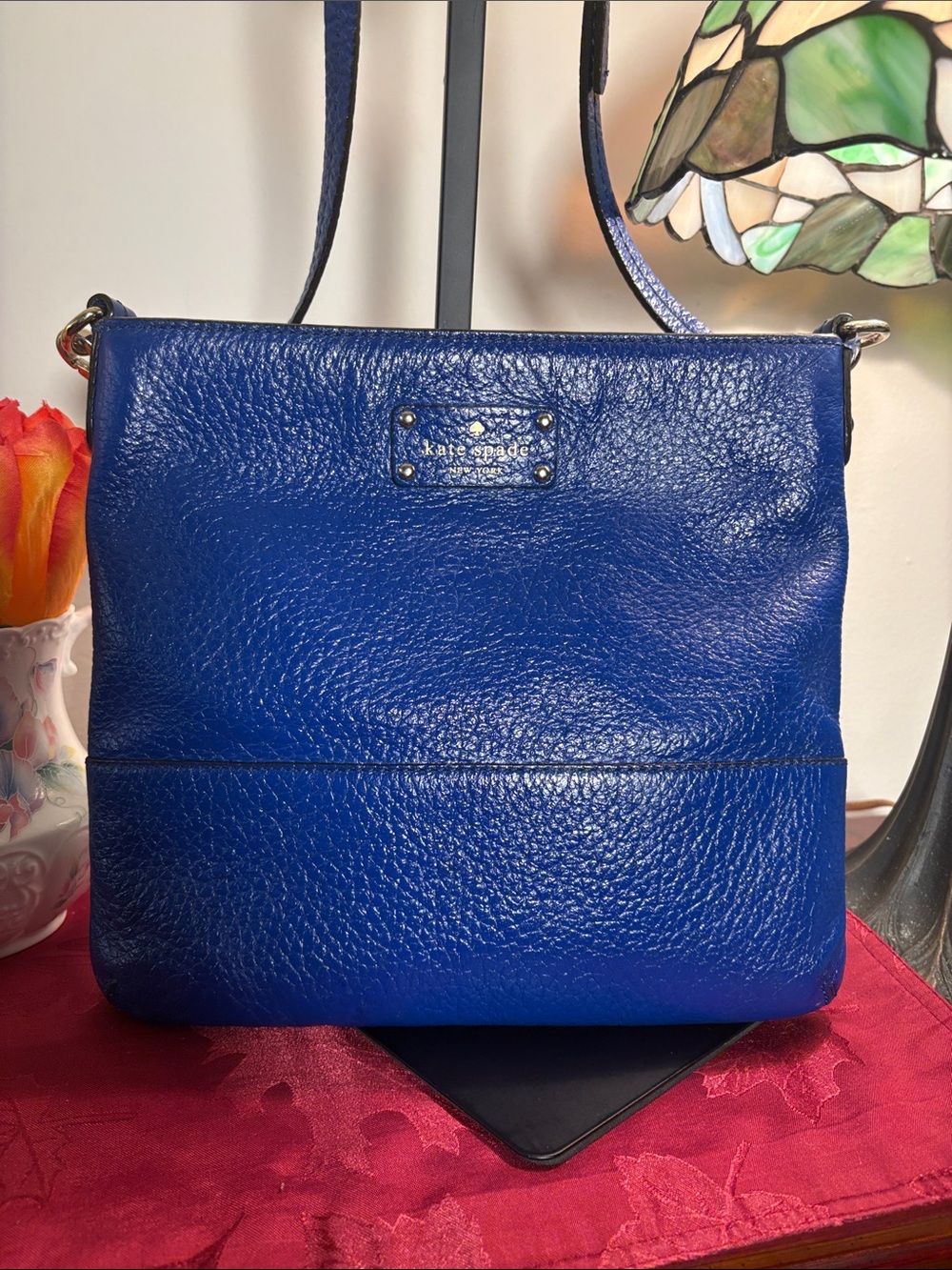 kate spade Bright Blue Pebbled Leather Crossbody